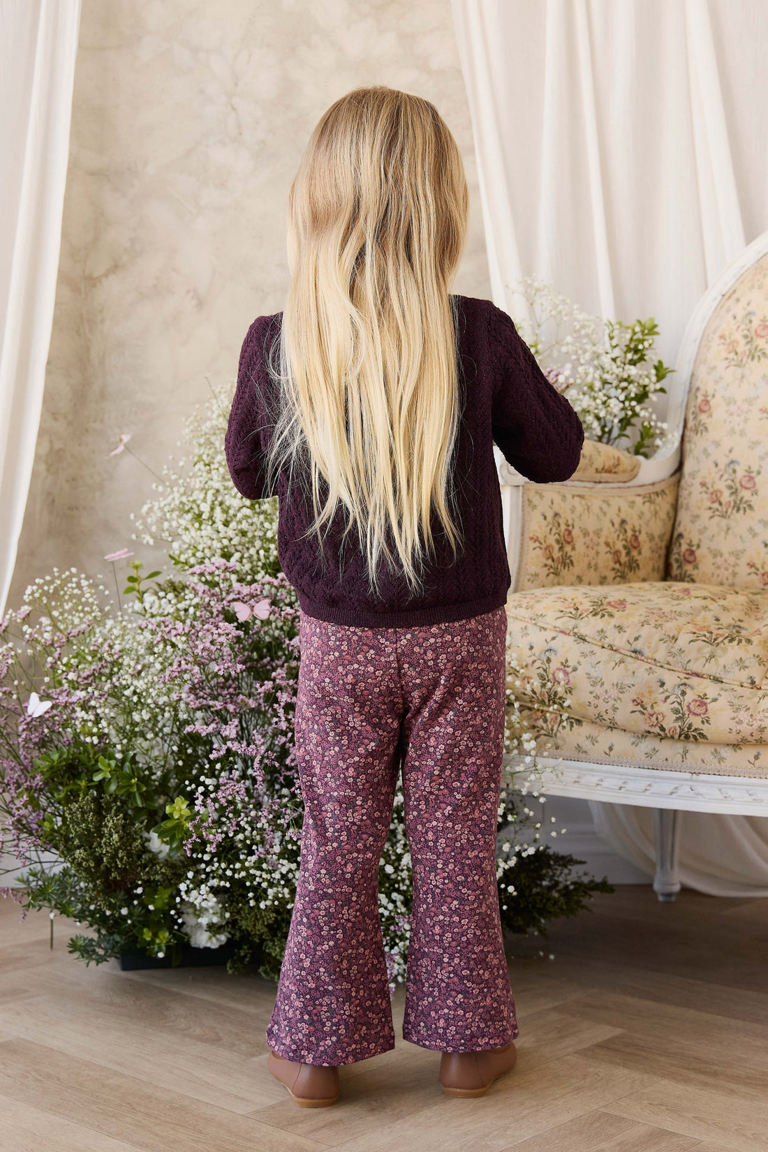 Organic Cotton Dominique Pant - Fig Floral Childrens Pant from Jamie Kay USA