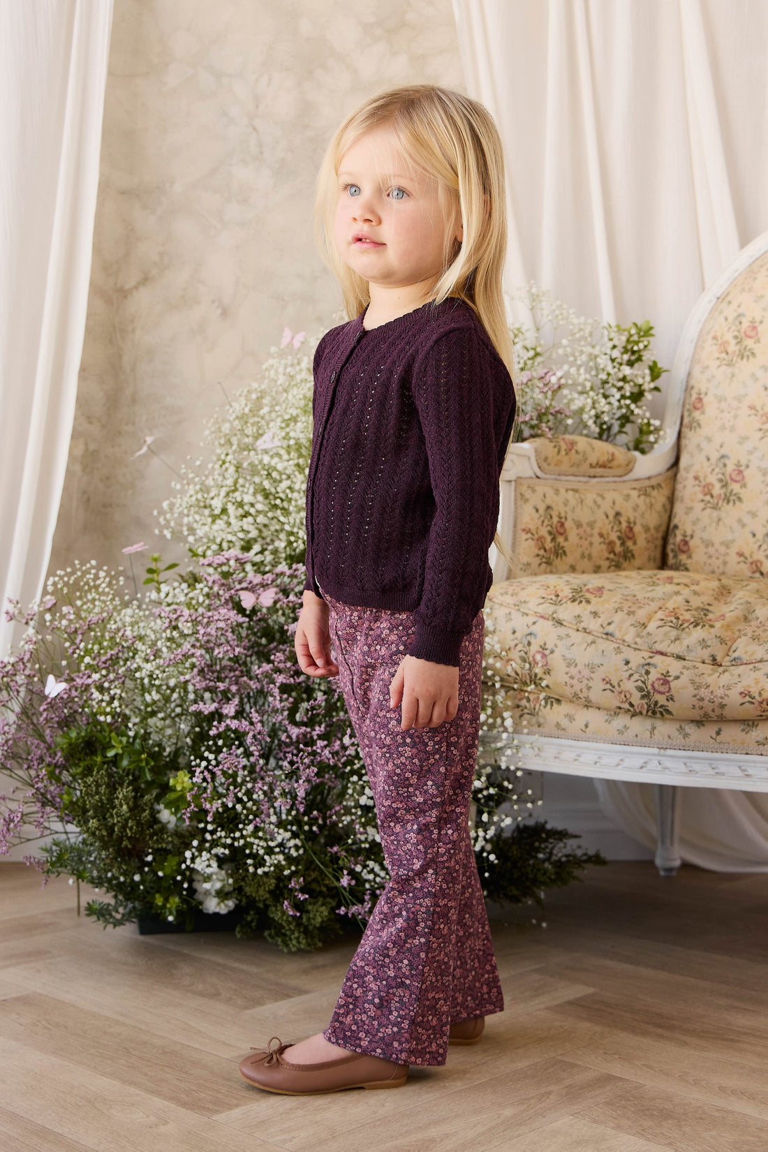 Organic Cotton Dominique Pant - Fig Floral Childrens Pant from Jamie Kay USA