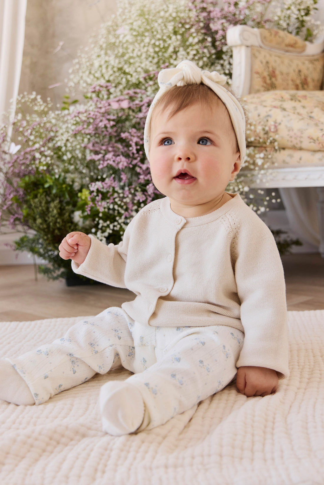 Delaney Knitted Cardigan - Vanilla Childrens Cardigan from Jamie Kay USA