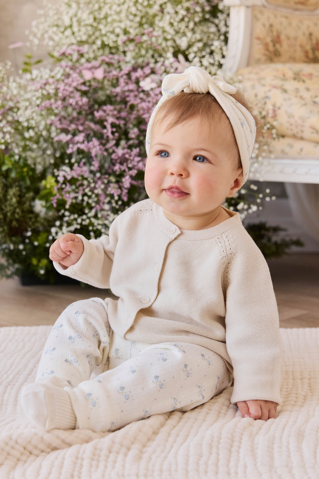 Delaney Knitted Cardigan - Vanilla Childrens Cardigan from Jamie Kay USA