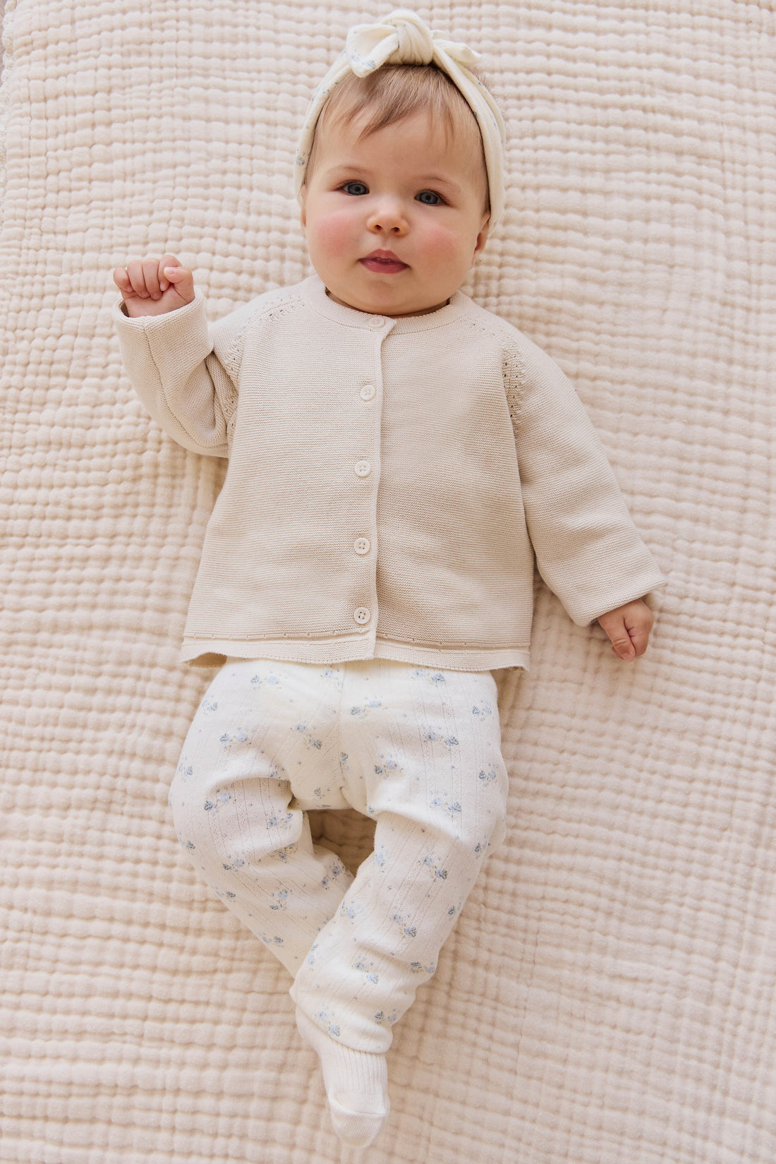 Organic Cotton Pointelle Everyday Legging - Molly Blue Childrens Legging from Jamie Kay USA