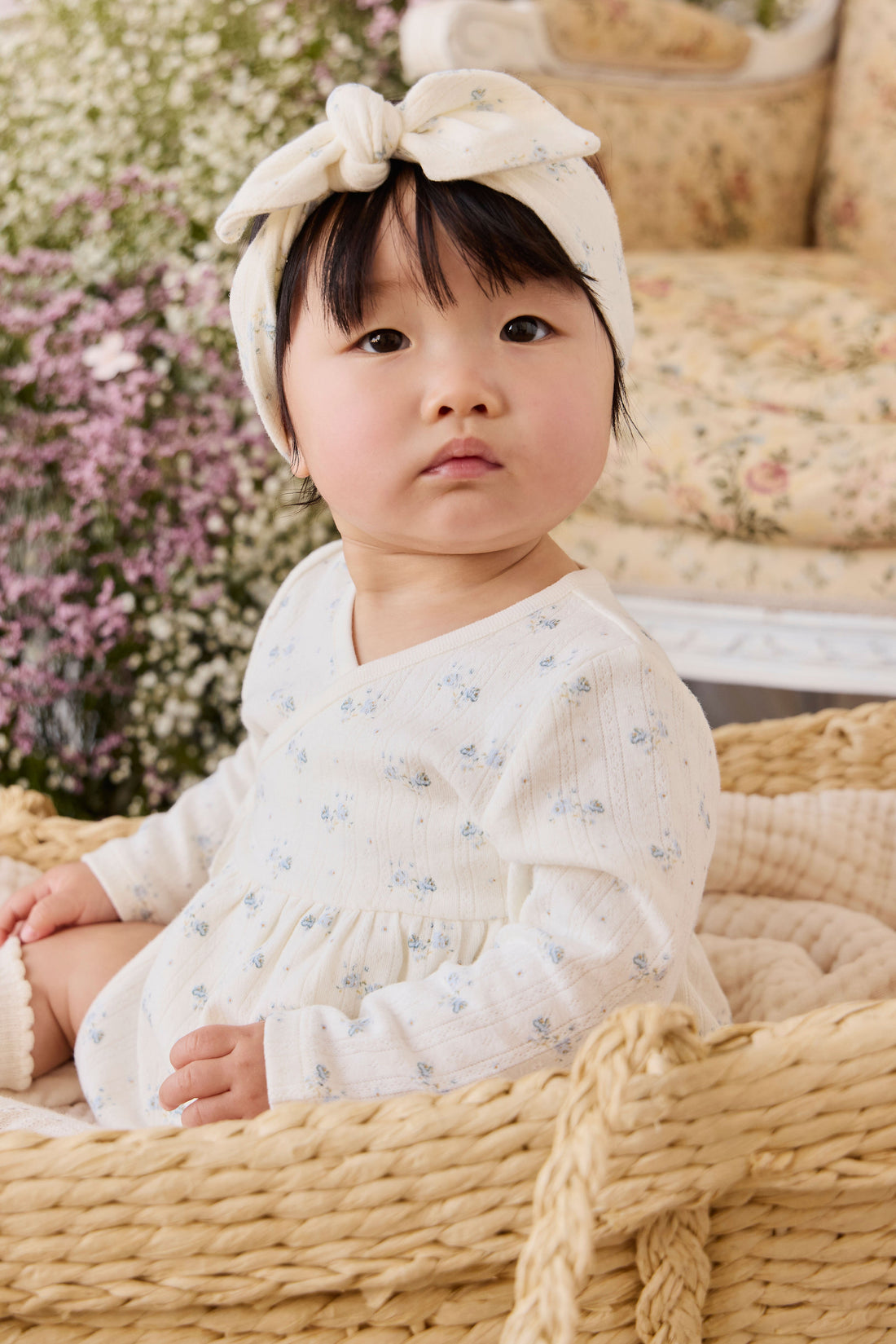 Organic Cotton Pointelle Clemence Wrap Top - Molly Blue Childrens Top from Jamie Kay USA