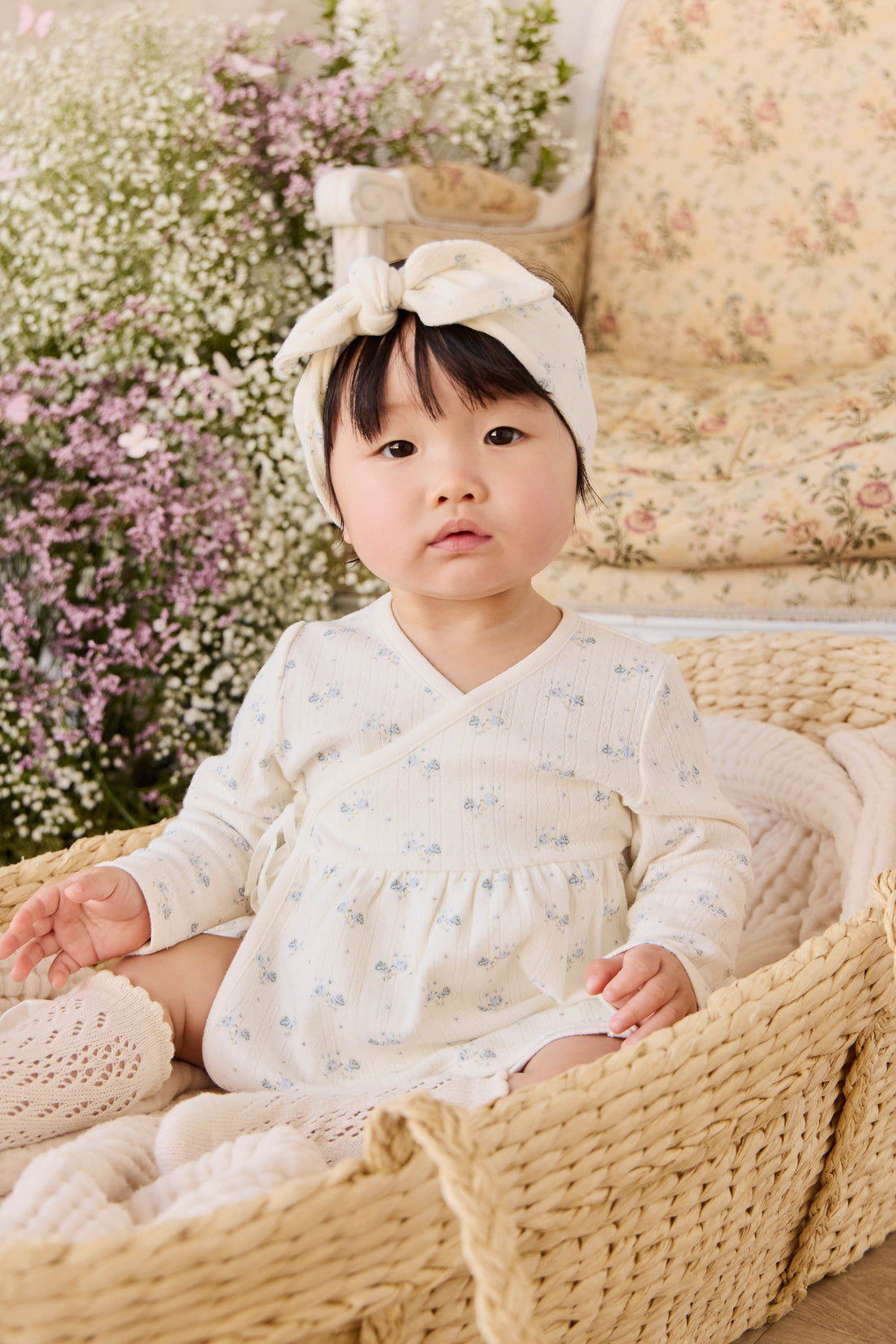 Organic Cotton Pointelle Clemence Wrap Top - Molly Blue Childrens Top from Jamie Kay USA