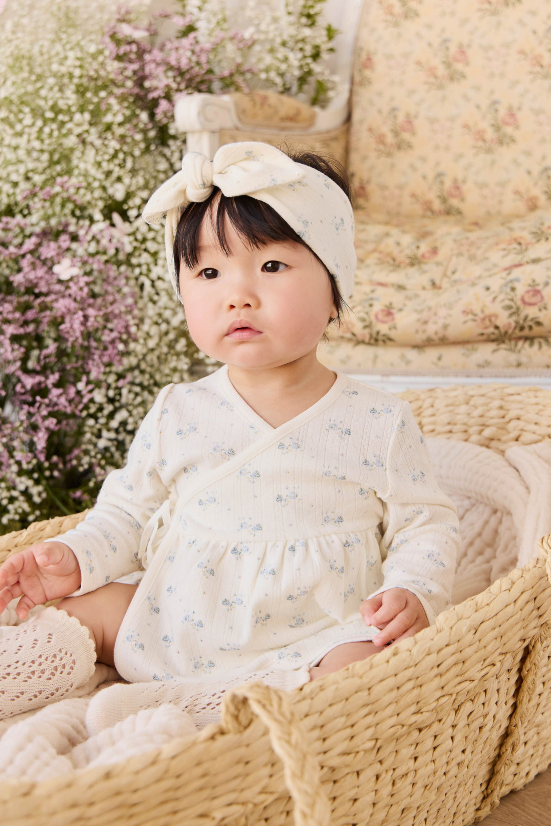 Organic Cotton Pointelle Clemence Wrap Top - Molly Blue Childrens Top from Jamie Kay USA