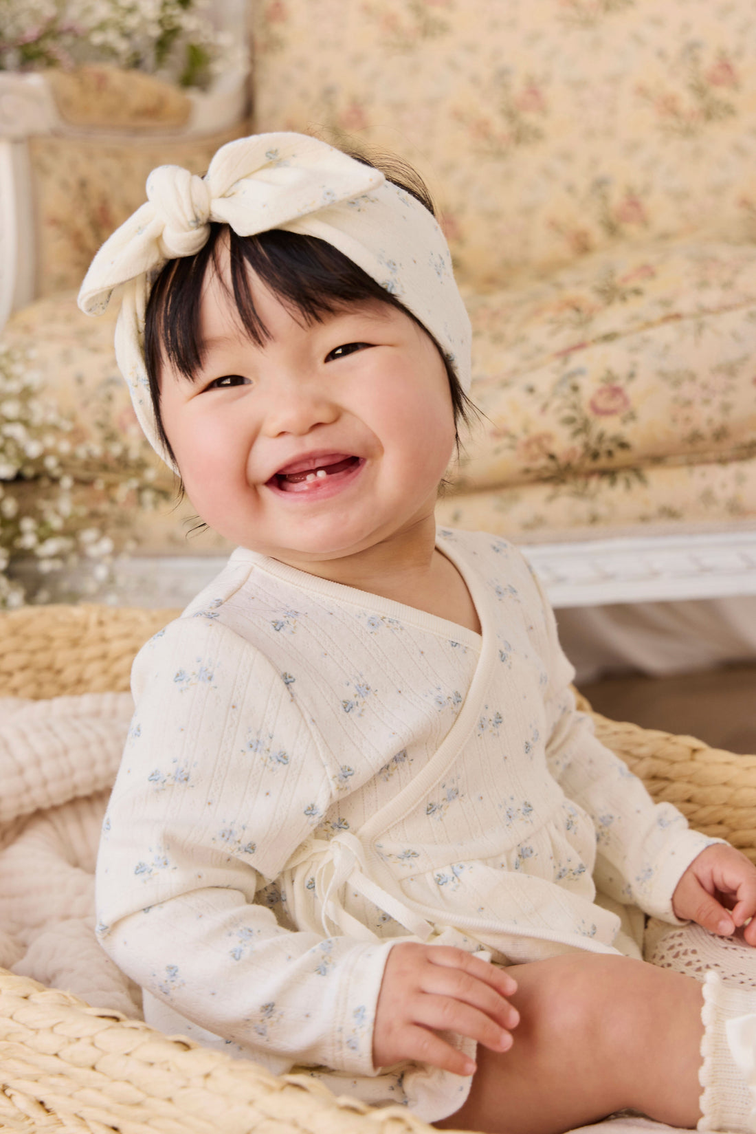 Organic Cotton Pointelle Clemence Wrap Top - Molly Blue Childrens Top from Jamie Kay USA