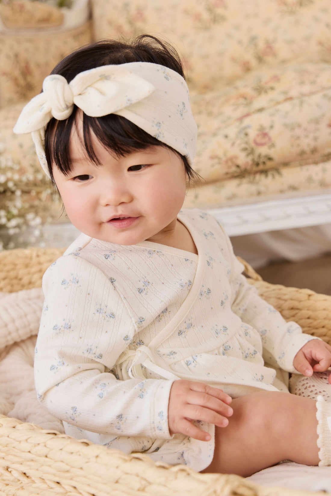 Organic Cotton Pointelle Clemence Wrap Top - Molly Blue Childrens Top from Jamie Kay USA