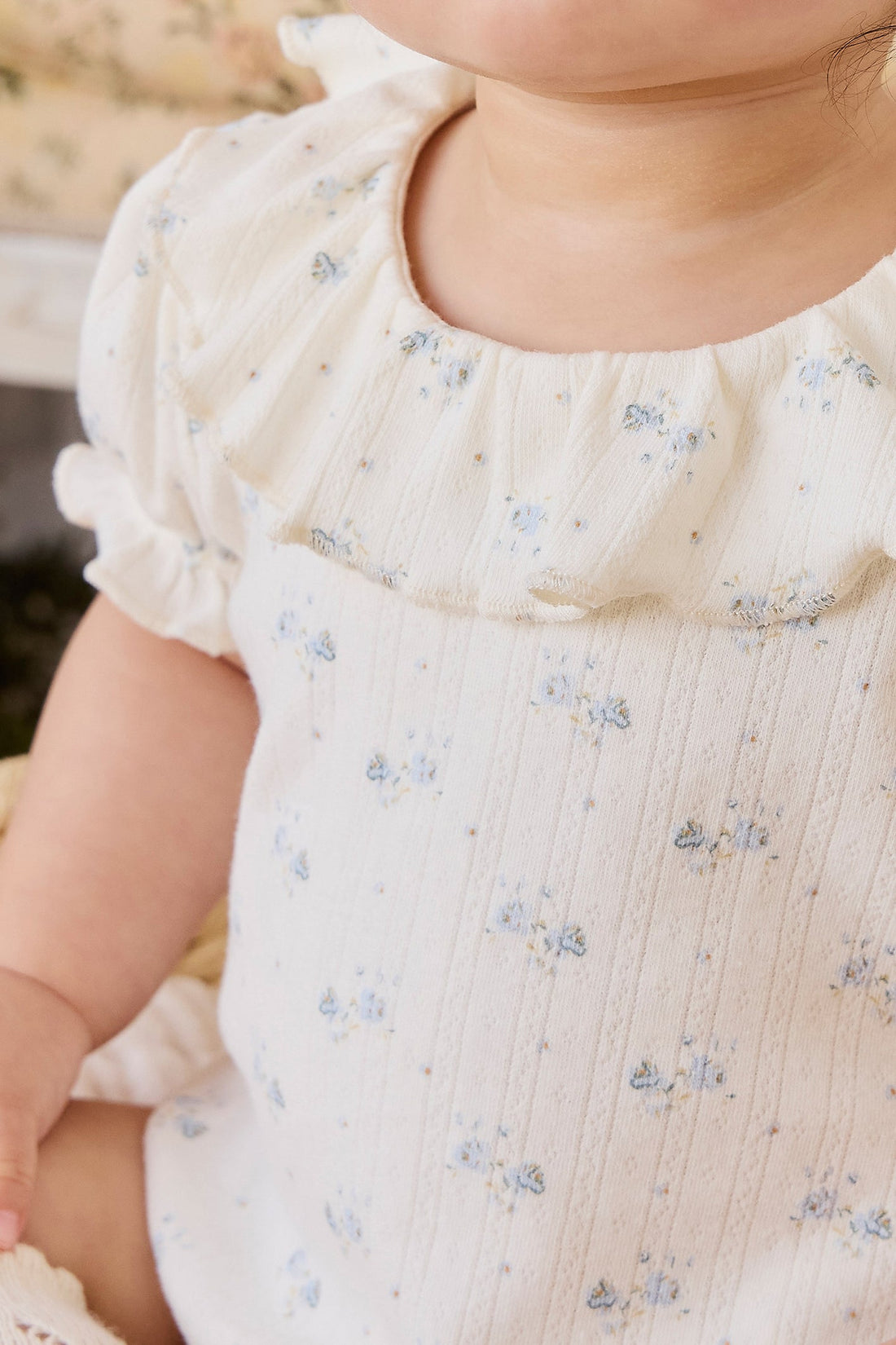 Organic Cotton Pointelle Marlene Bodysuit - Molly Blue Childrens Bodysuit from Jamie Kay USA