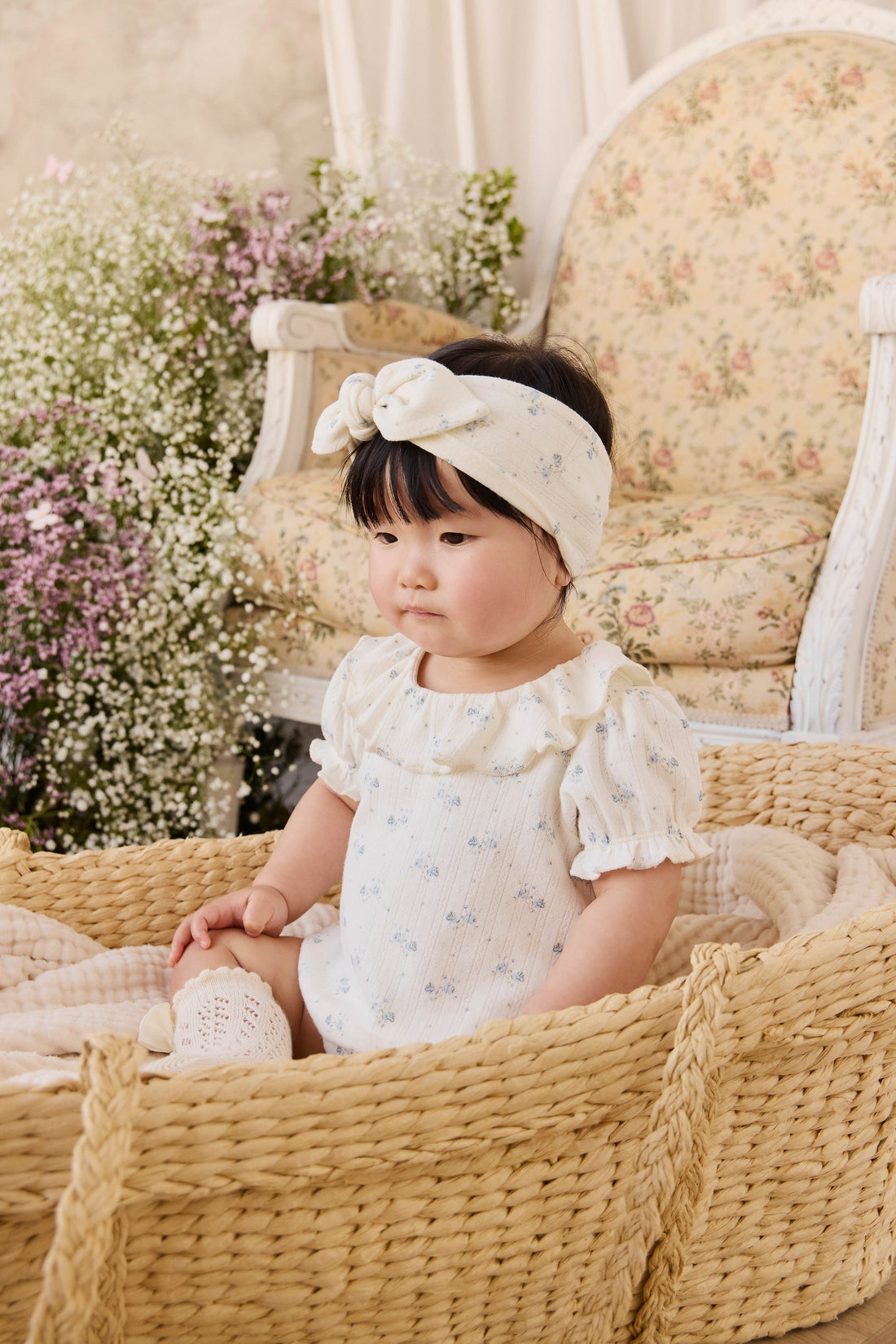 Organic Cotton Pointelle Marlene Bodysuit - Molly Blue Childrens Bodysuit from Jamie Kay USA