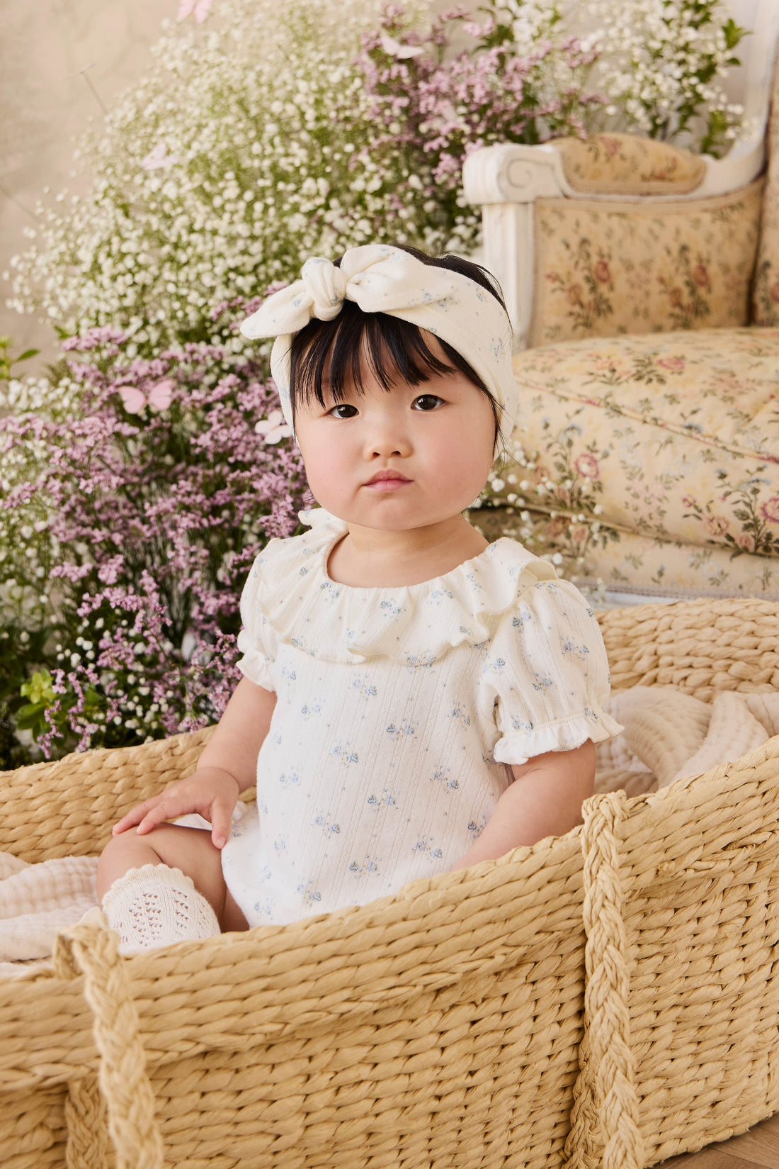 Organic Cotton Pointelle Marlene Bodysuit - Molly Blue Childrens Bodysuit from Jamie Kay USA