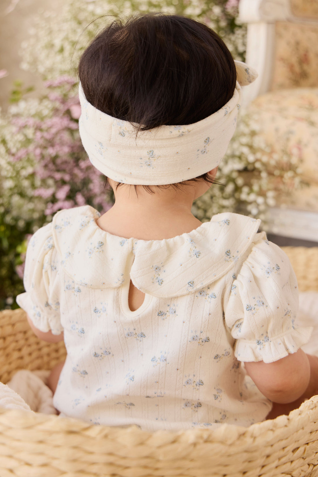 Organic Cotton Pointelle Marlene Bodysuit - Molly Blue Childrens Bodysuit from Jamie Kay USA