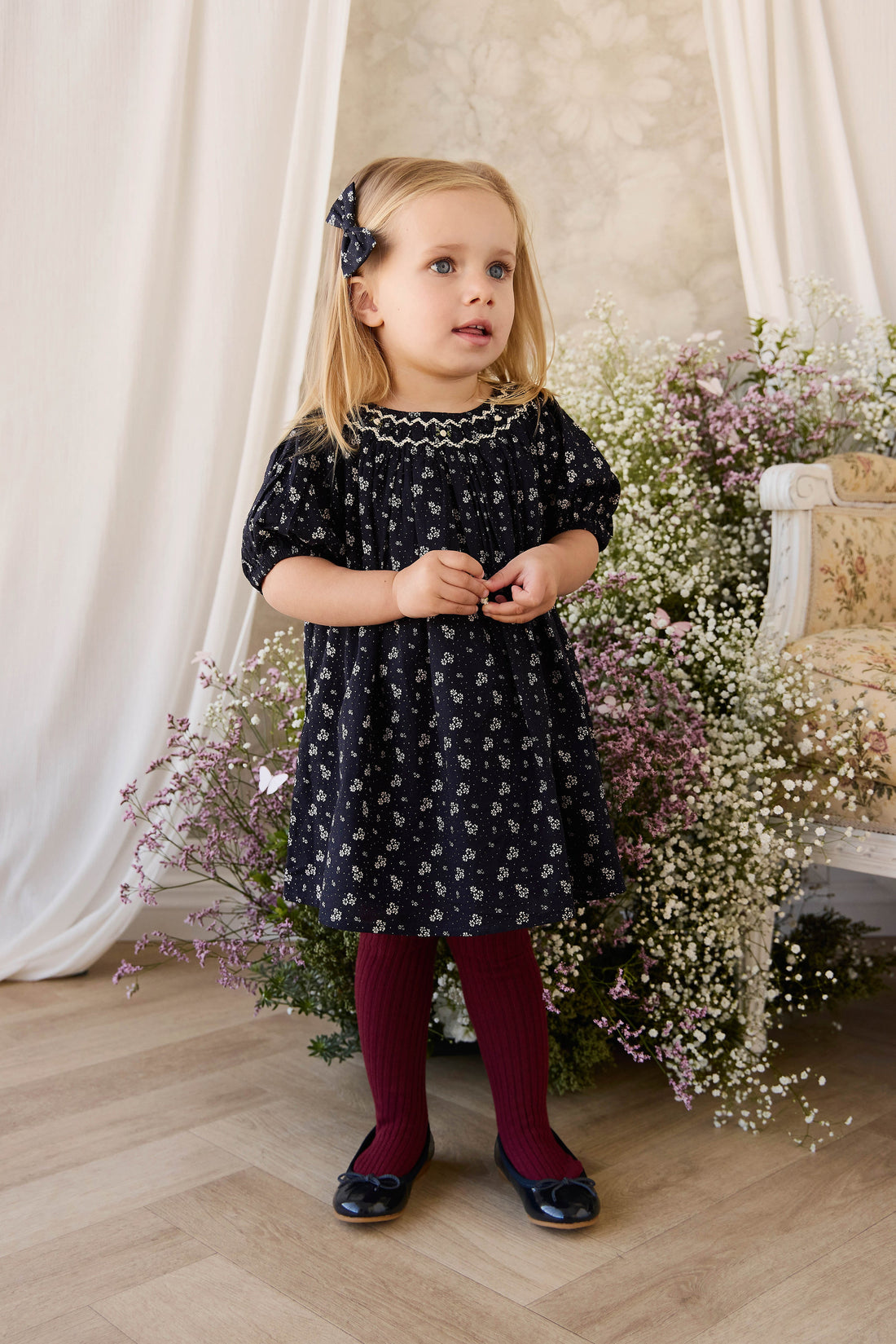 Organic Cotton Dominique Dress - Maisie Navy Childrens Dress from Jamie Kay USA