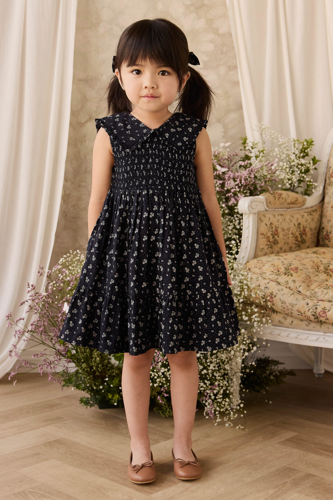Organic Cotton Christabel Dress - Maisie Navy Childrens Dress from Jamie Kay USA