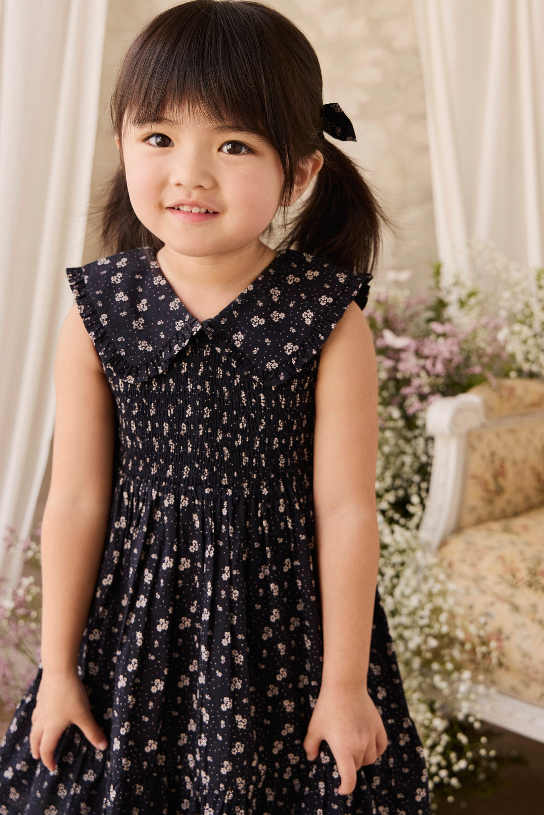 Organic Cotton Christabel Dress - Maisie Navy Childrens Dress from Jamie Kay USA