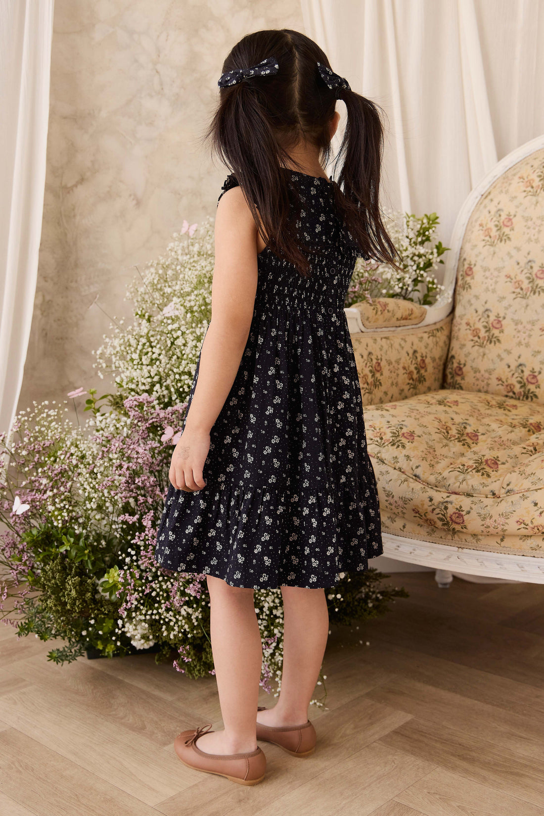 Organic Cotton Christabel Dress - Maisie Navy Childrens Dress from Jamie Kay USA