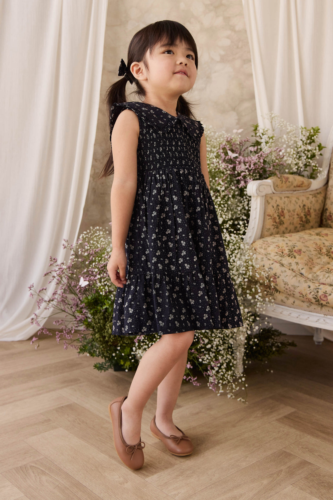 Organic Cotton Christabel Dress - Maisie Navy Childrens Dress from Jamie Kay USA
