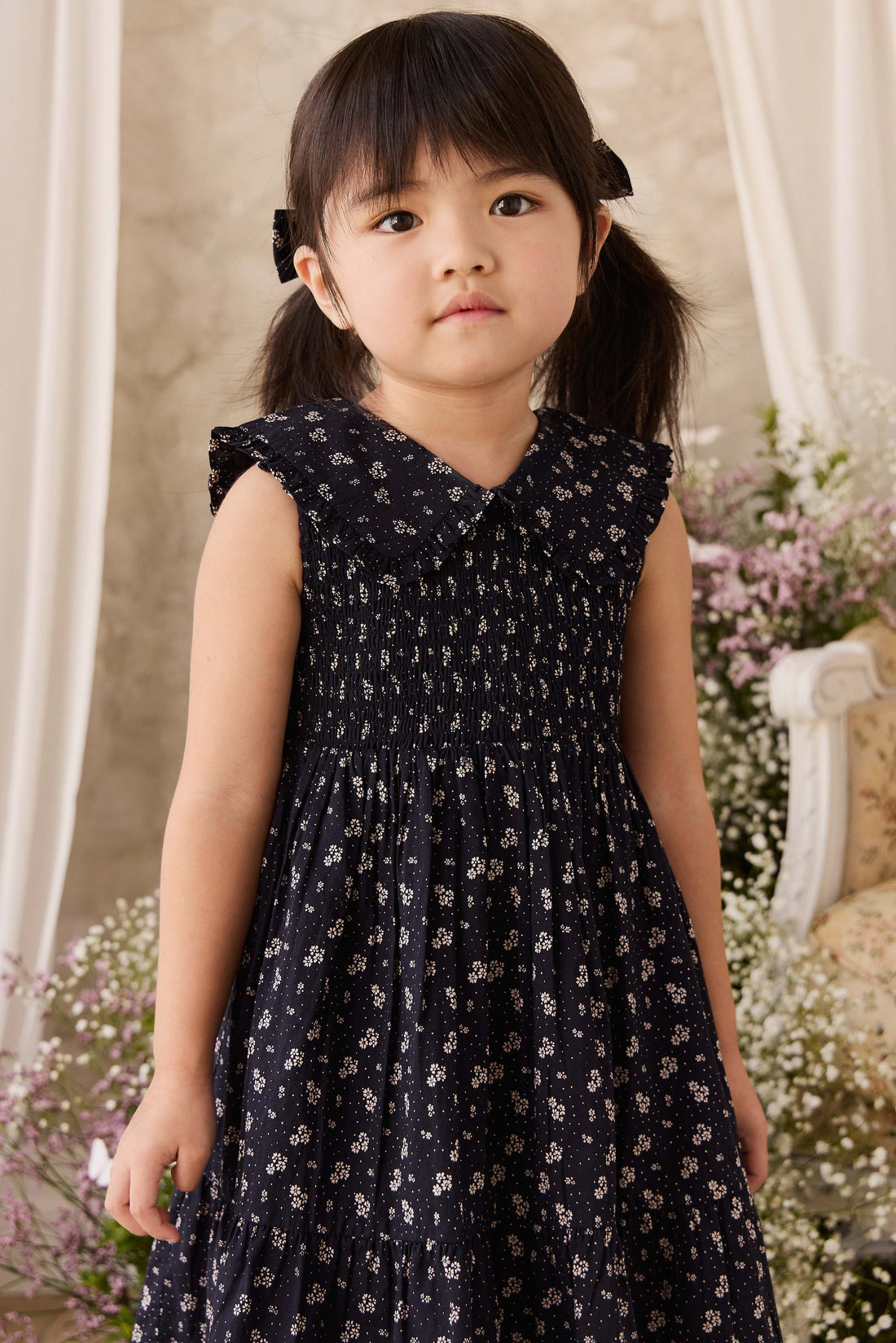 Organic Cotton Christabel Dress - Maisie Navy Childrens Dress from Jamie Kay USA