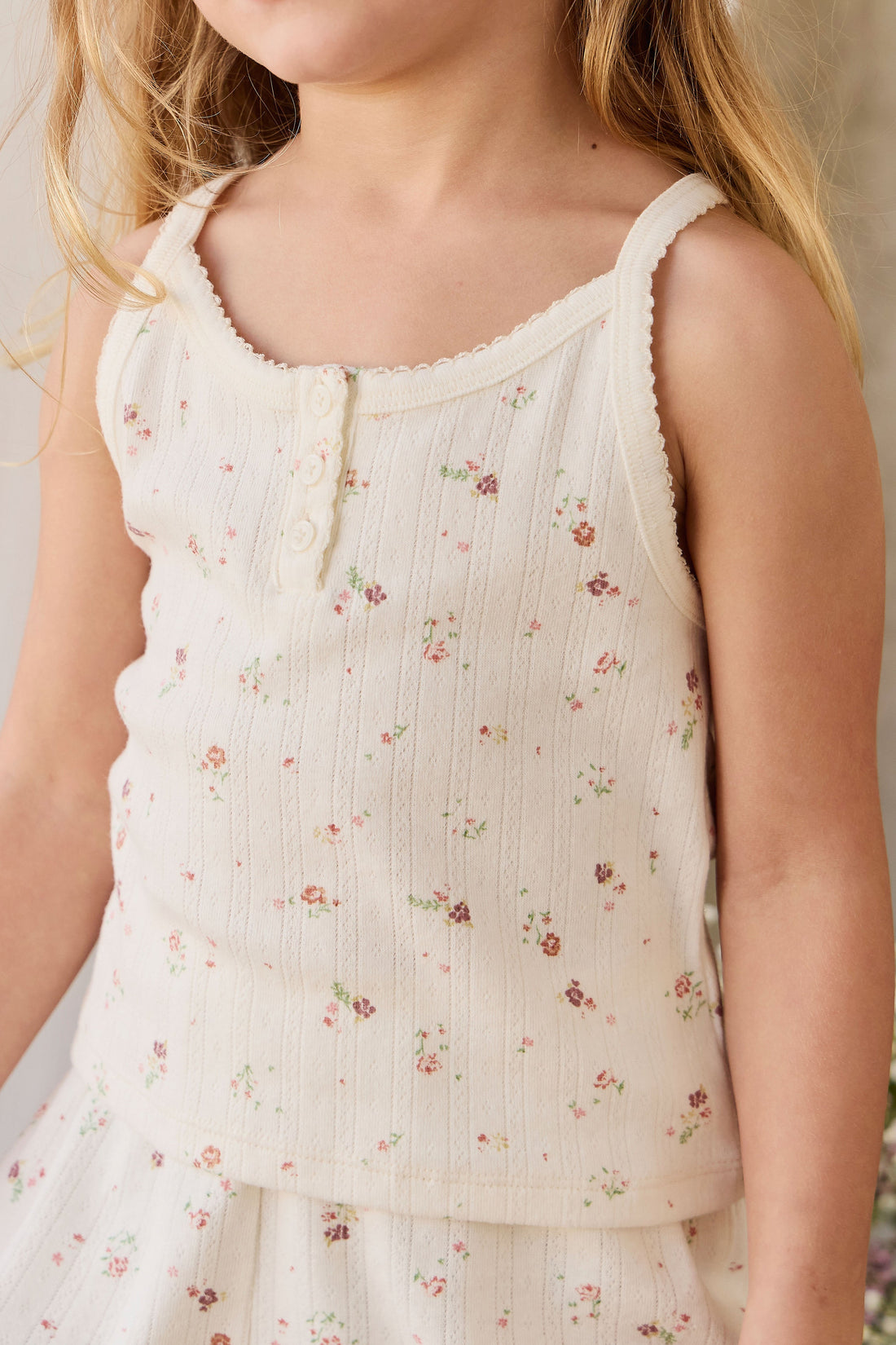 Organic Cotton Pointelle Anais Singlet - Eloise Egret Childrens Singlet from Jamie Kay USA
