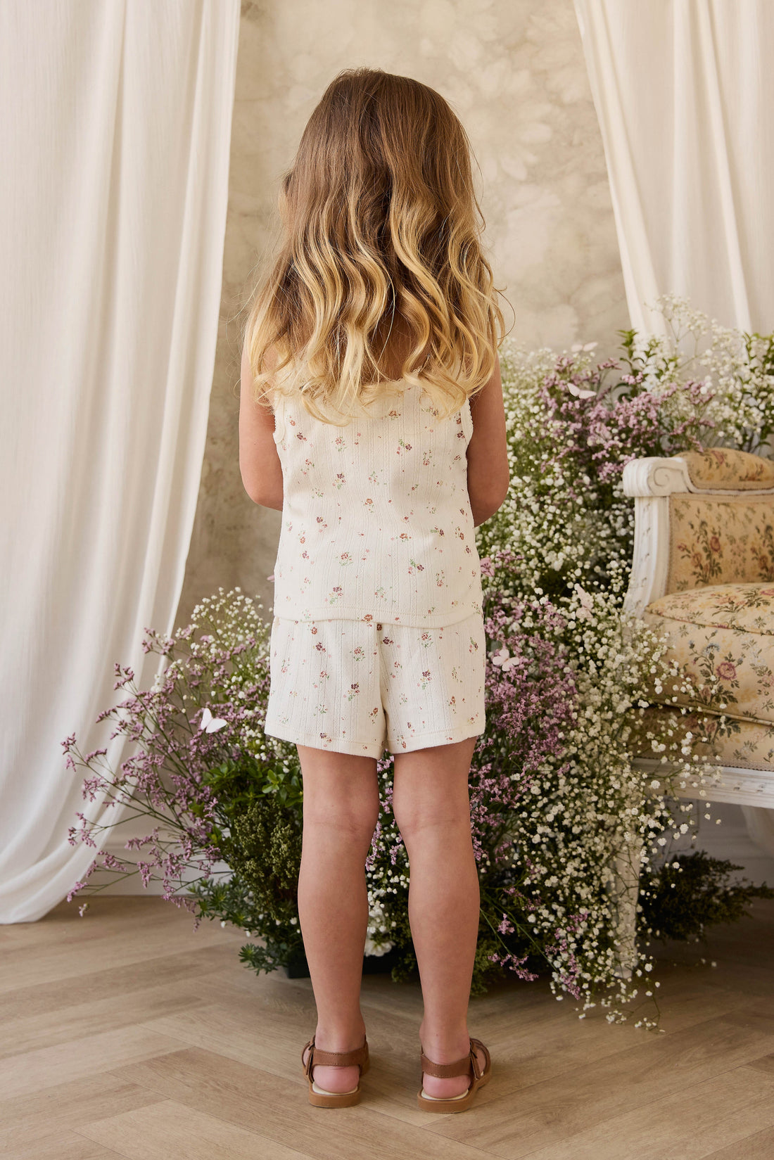 Organic Cotton Pointelle Anais Singlet - Eloise Egret Childrens Singlet from Jamie Kay USA