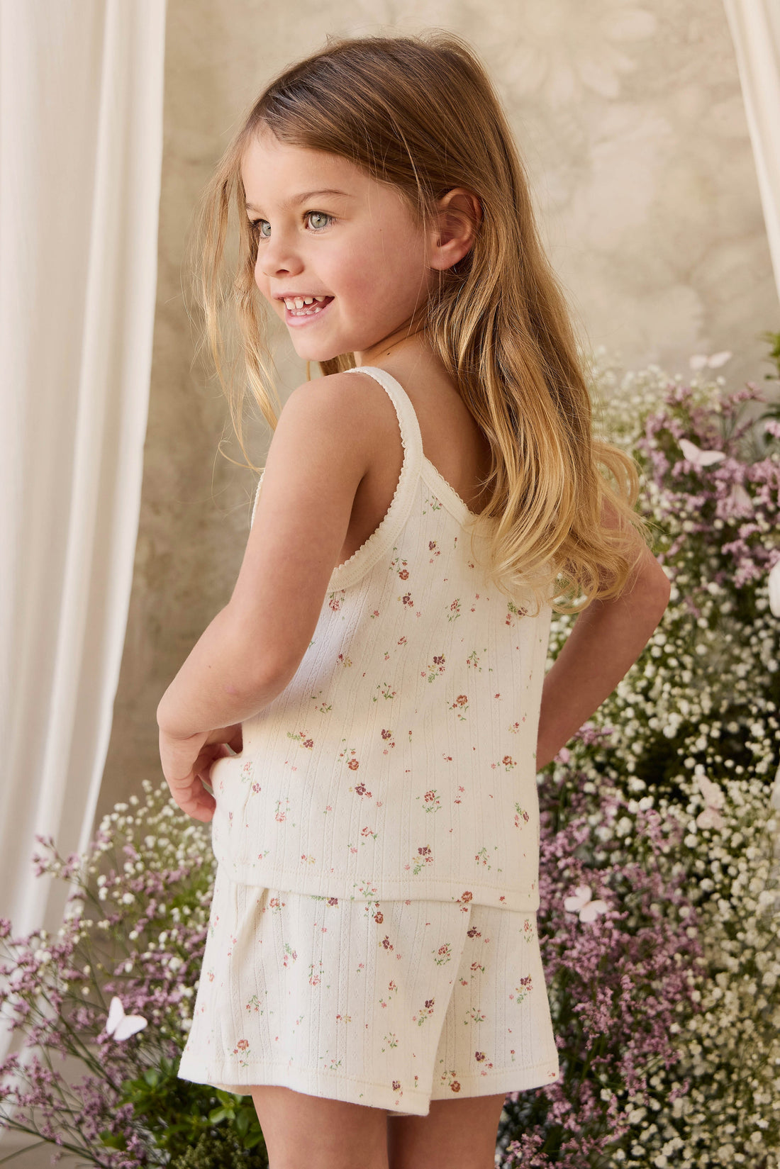 Organic Cotton Pointelle Anais Singlet - Eloise Egret Childrens Singlet from Jamie Kay USA