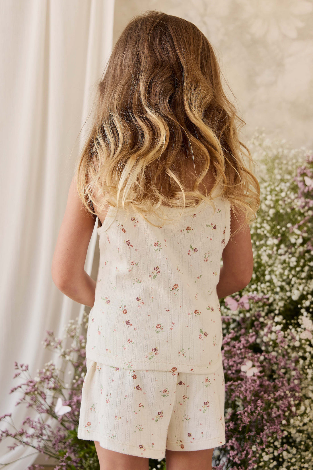 Organic Cotton Pointelle Anais Short - Eloise Egret Childrens Shorts from Jamie Kay USA
