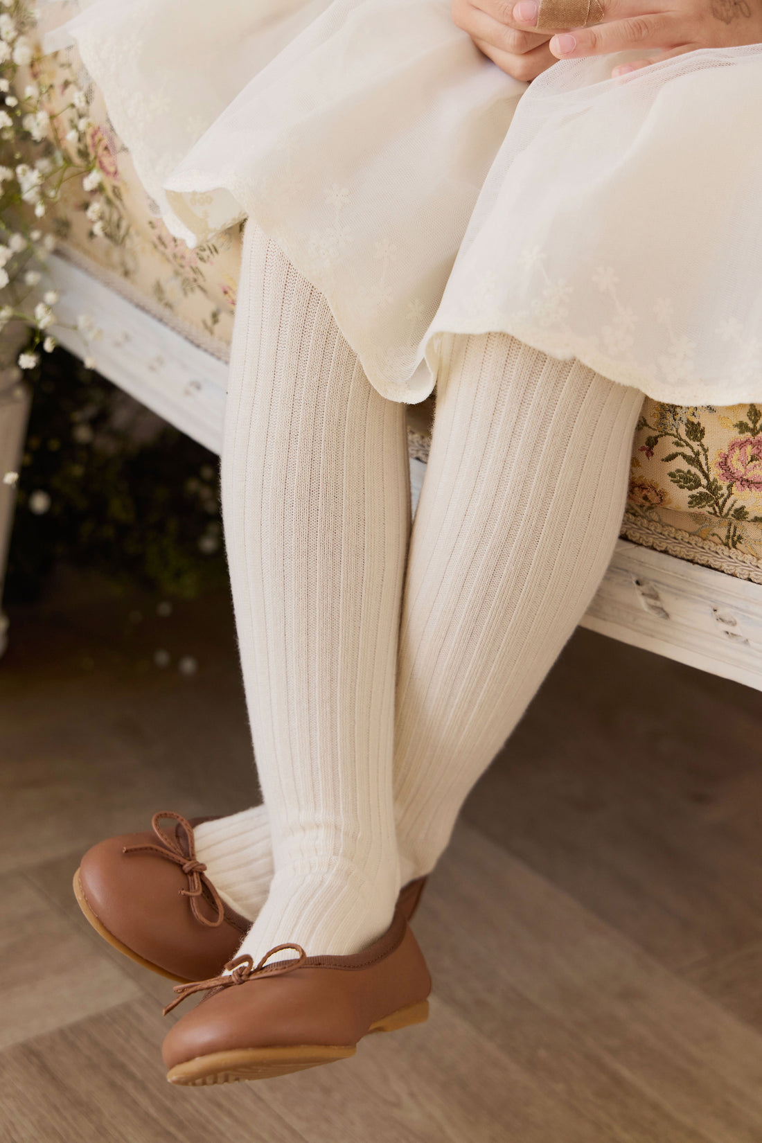 Ribbed Tight - Milk Childrens Tights from Jamie Kay USA