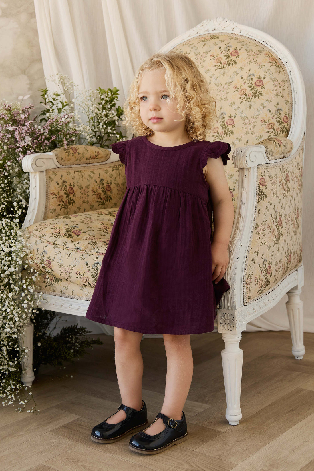 Organic Cotton Muslin Lace Dress - Fig Childrens Dress from Jamie Kay USA