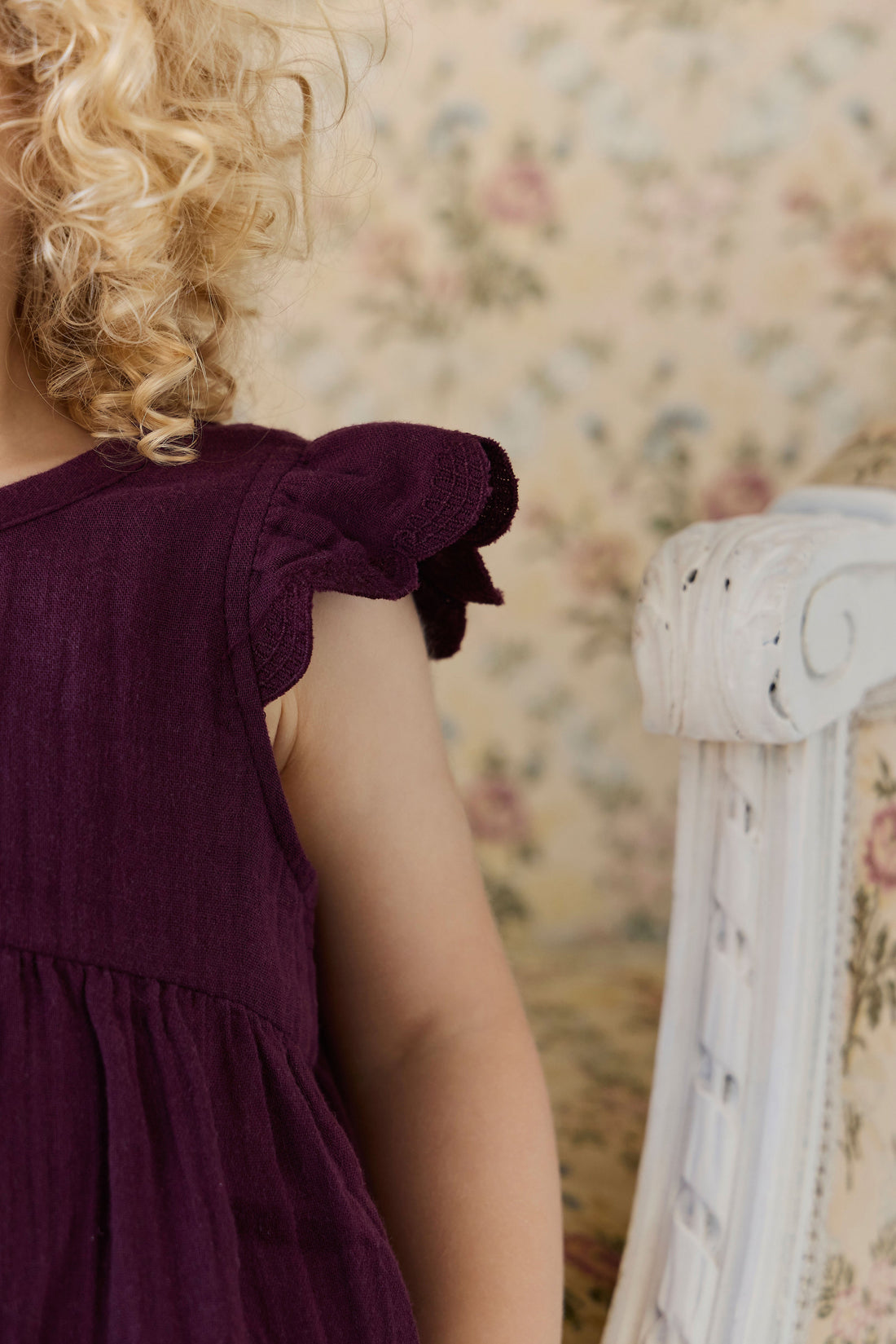 Organic Cotton Muslin Lace Dress - Fig Childrens Dress from Jamie Kay USA
