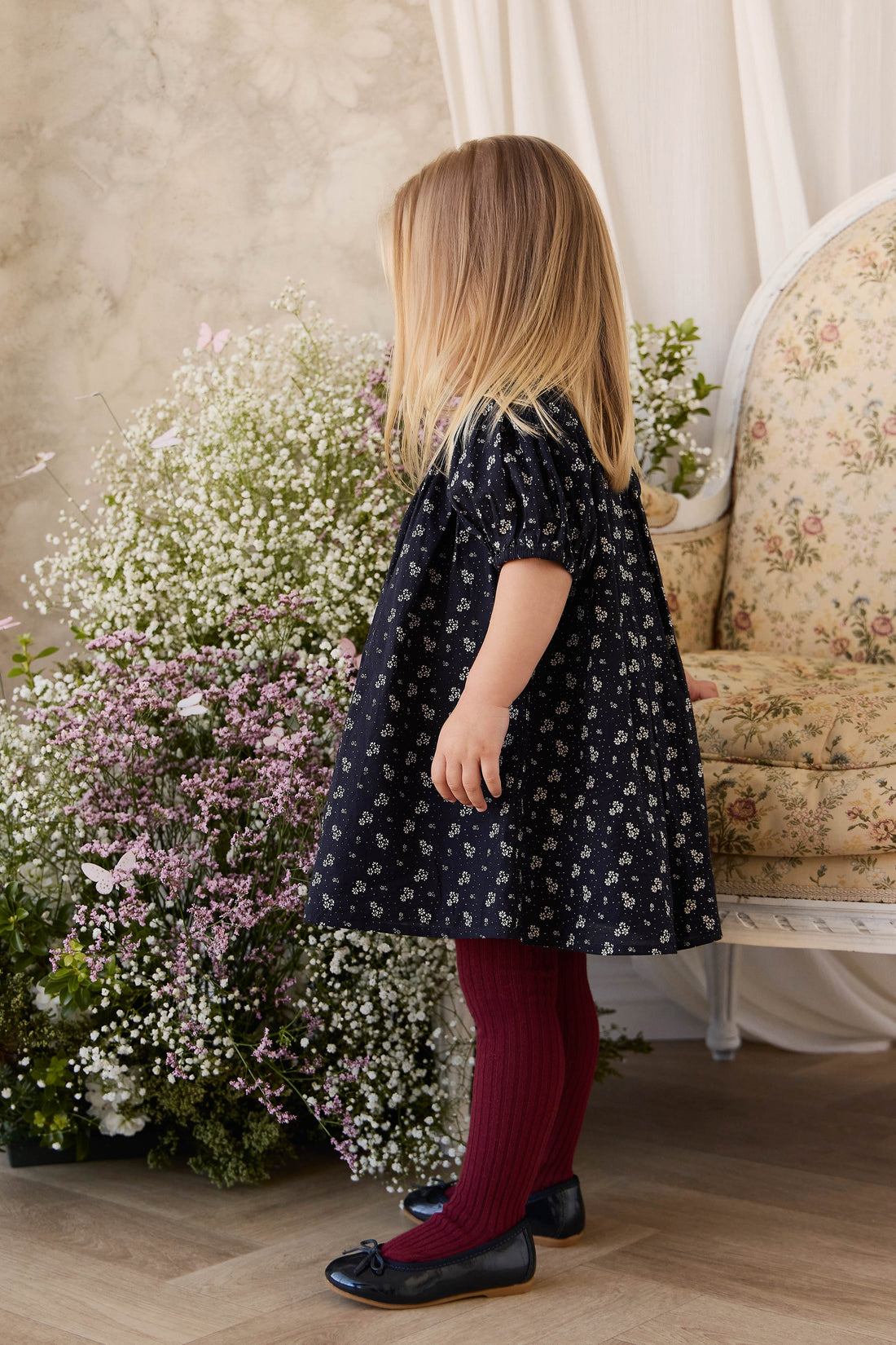 Organic Cotton Dominique Dress - Maisie Navy Childrens Dress from Jamie Kay USA
