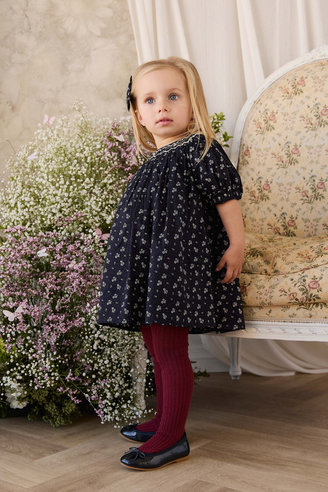 Ribbed Tight - Burgundy Childrens Tights from Jamie Kay USA