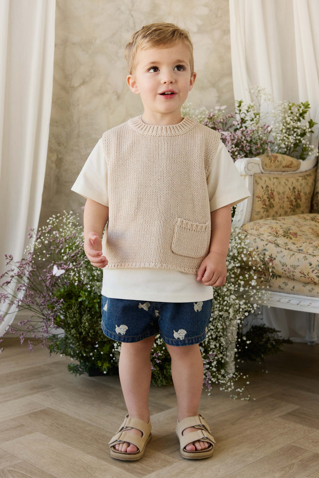 Drew Knit Vest - Vintage Linen Childrens Vest from Jamie Kay USA
