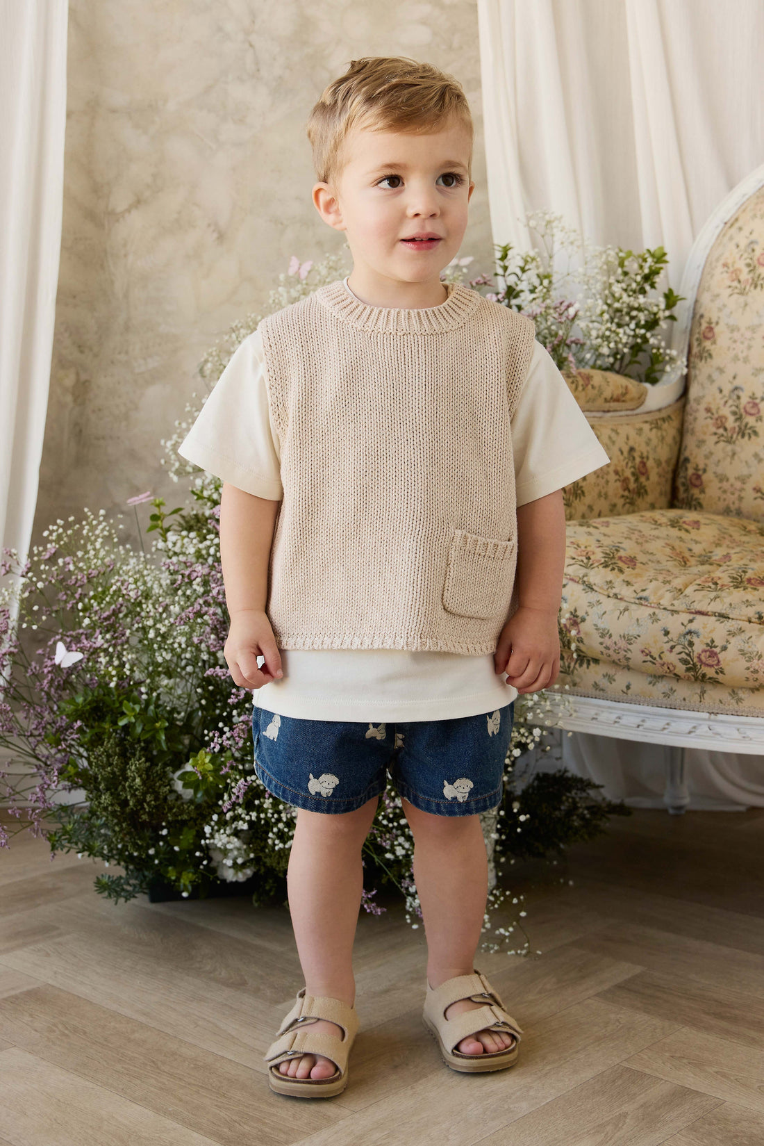 Drew Knit Vest - Vintage Linen Childrens Vest from Jamie Kay USA