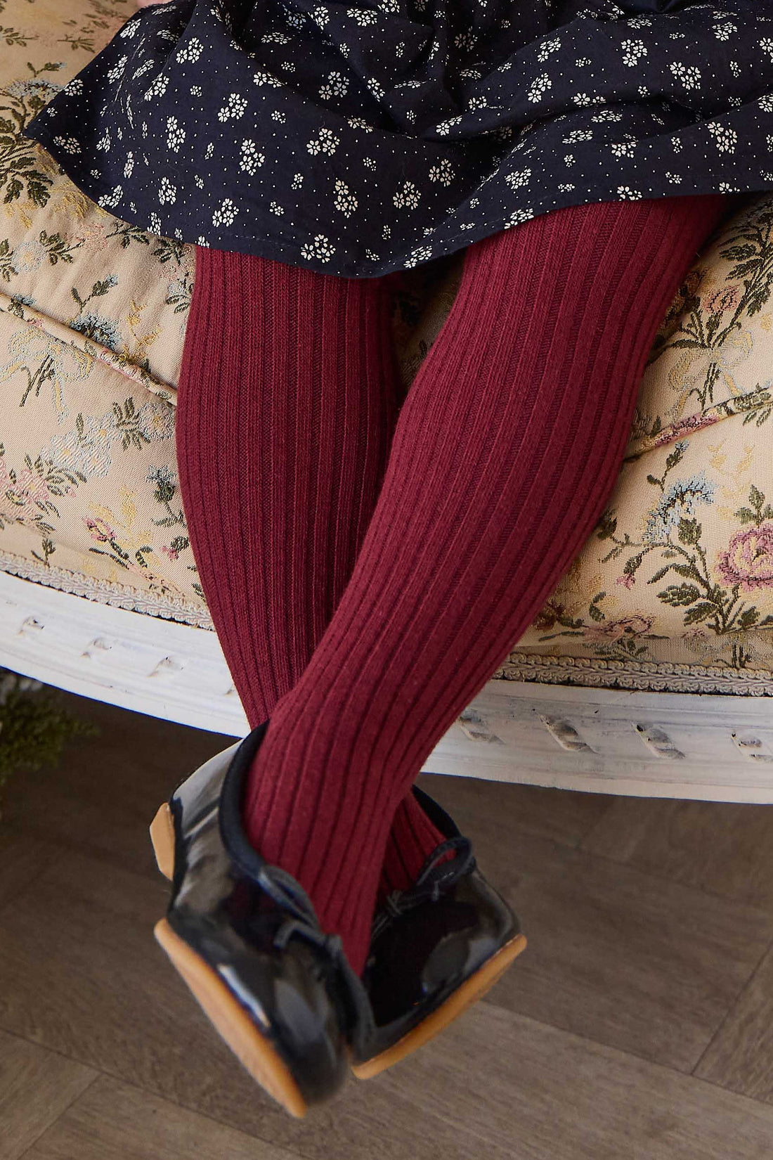 Ribbed Tight - Burgundy Childrens Tights from Jamie Kay USA