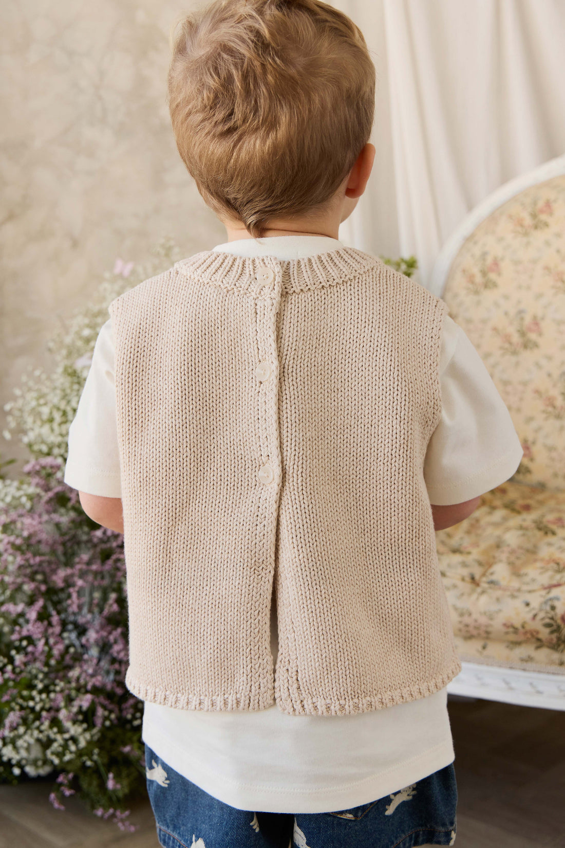 Drew Knit Vest - Vintage Linen Childrens Vest from Jamie Kay USA