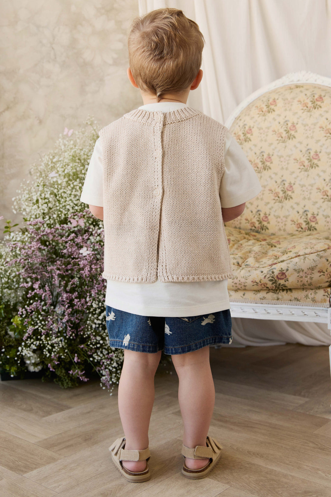Drew Knit Vest - Vintage Linen Childrens Vest from Jamie Kay USA