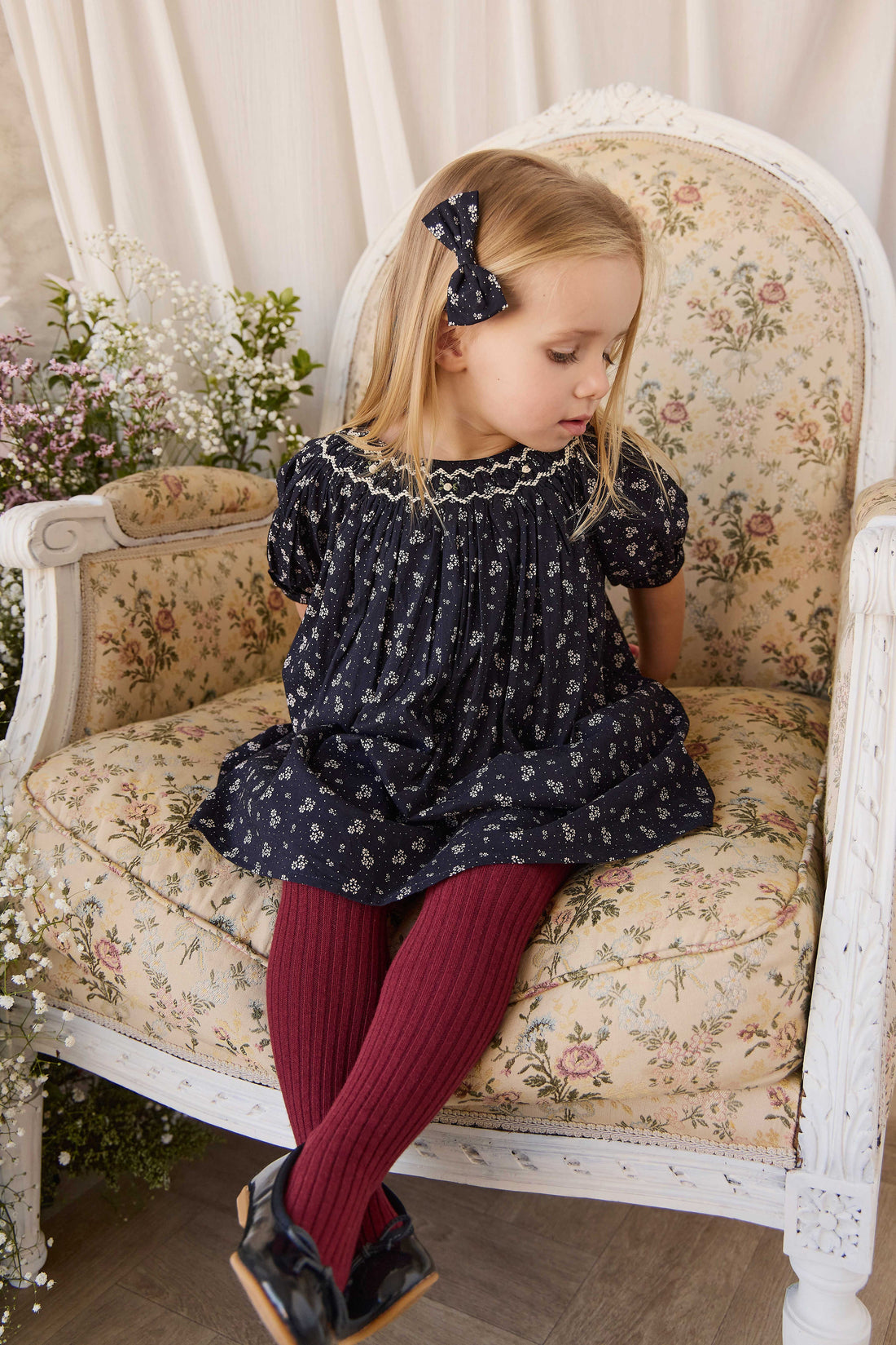 Ribbed Tight - Burgundy Childrens Tights from Jamie Kay USA