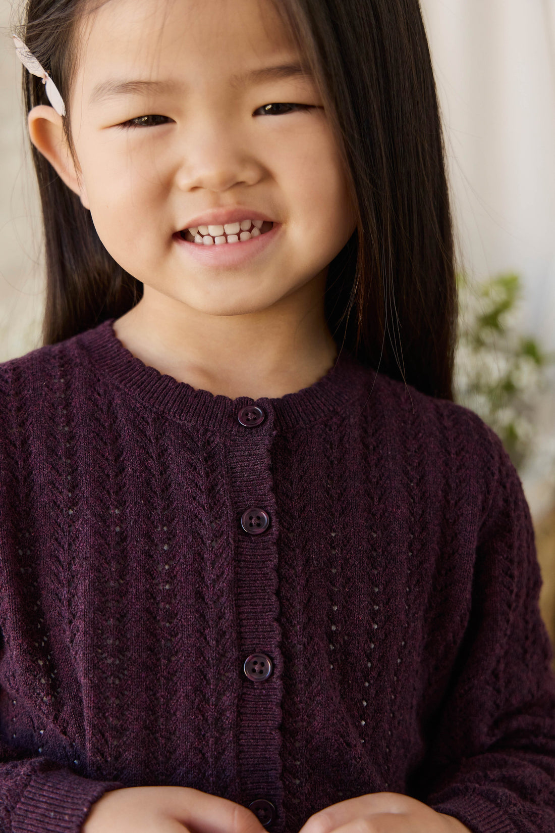 Maxine Knitted Cardigan - Blackcurrant Childrens Cardigan from Jamie Kay USA