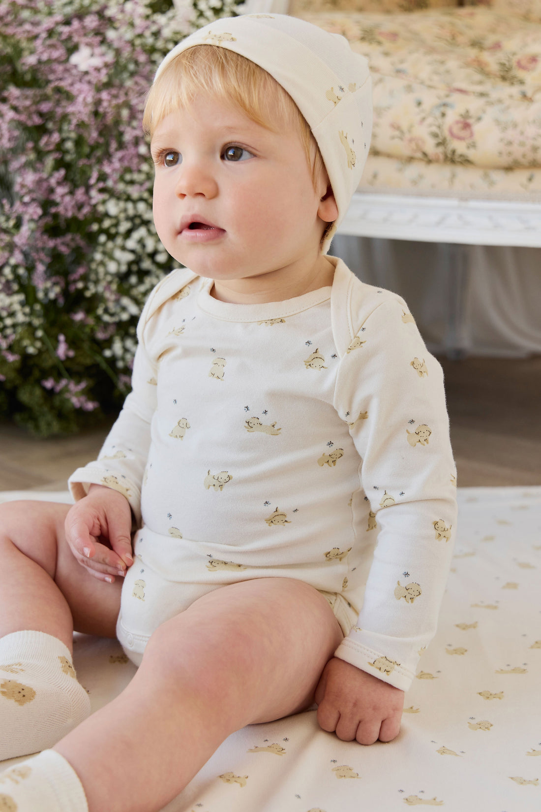 Organic Cotton Cassius Long Sleeve Bodysuit - Playful Honey Childrens Bodysuit from Jamie Kay USA