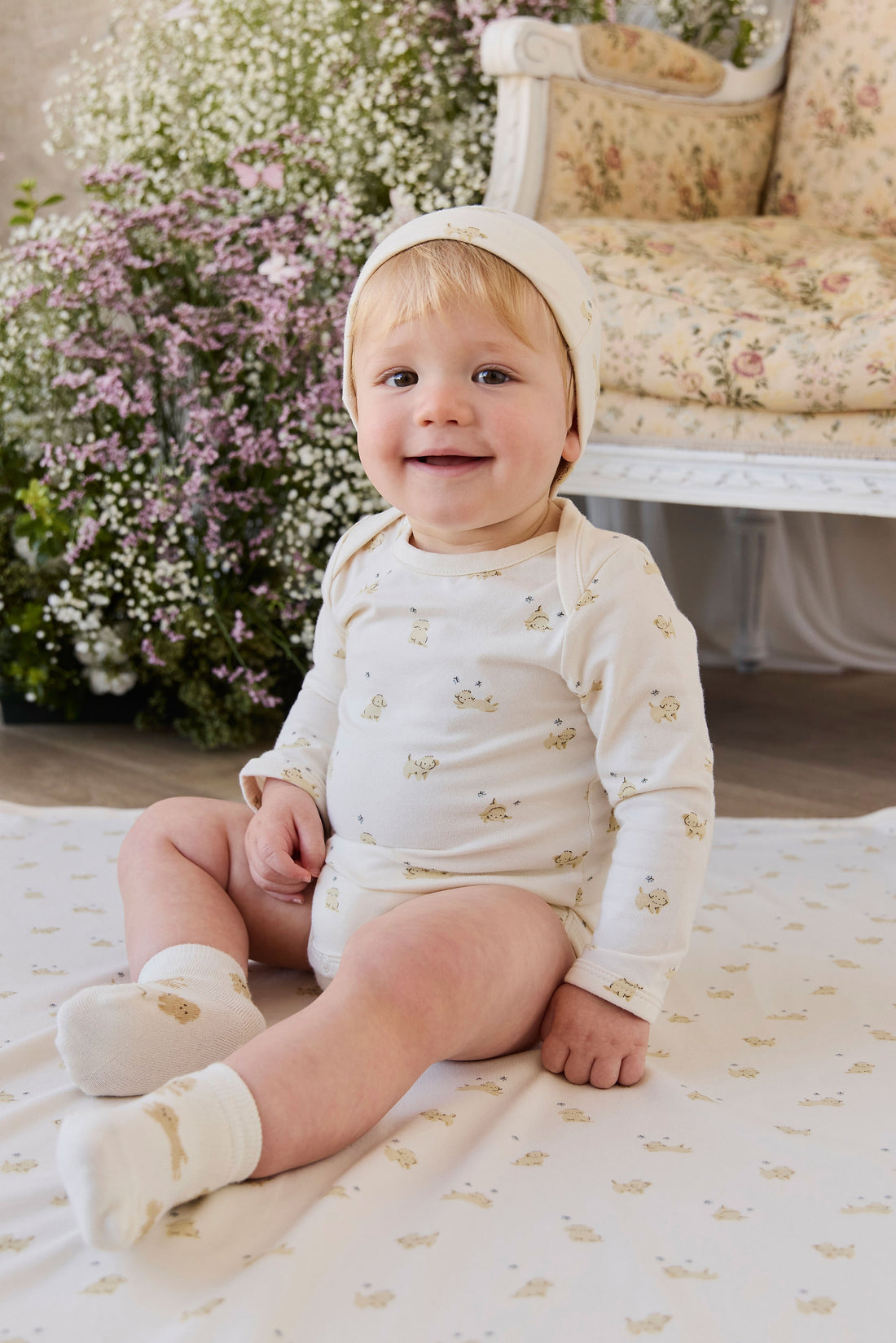 Organic Cotton Cassius Long Sleeve Bodysuit - Playful Honey Childrens Bodysuit from Jamie Kay USA