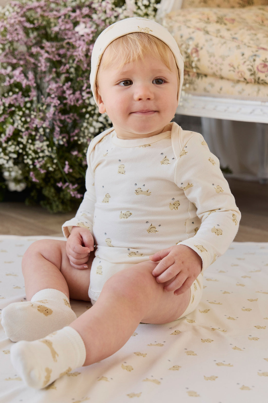 Organic Cotton Cassius Long Sleeve Bodysuit - Playful Honey Childrens Bodysuit from Jamie Kay USA
