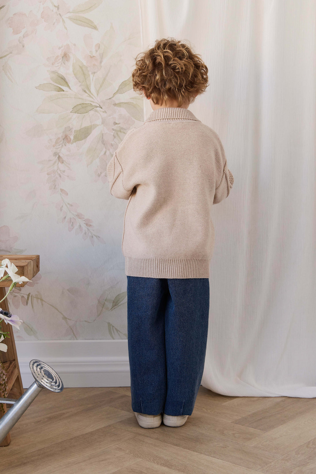 Simon Zip-Up Cardigan - Wheat Childrens Cardigan from Jamie Kay USA