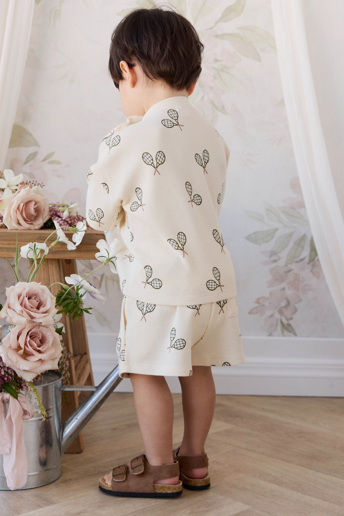 Organic Cotton Waffle Leith Short - Racquet Tofu Childrens Shorts from Jamie Kay USA