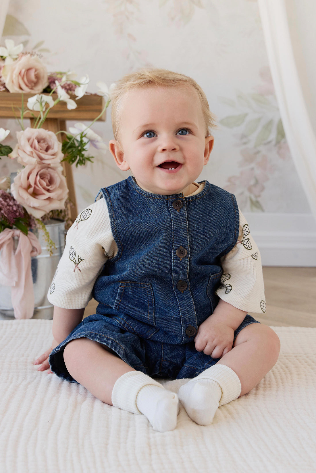 Sorrel Playsuit - Classic Wash Denim Childrens Playsuit from Jamie Kay USA
