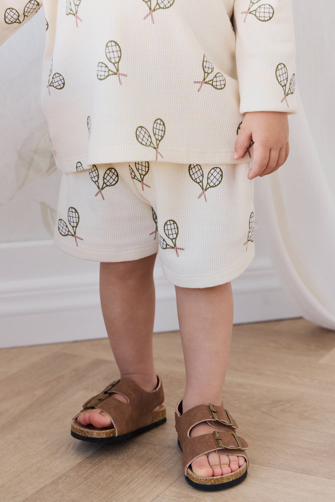Organic Cotton Waffle Leith Short - Racquet Tofu Childrens Shorts from Jamie Kay USA