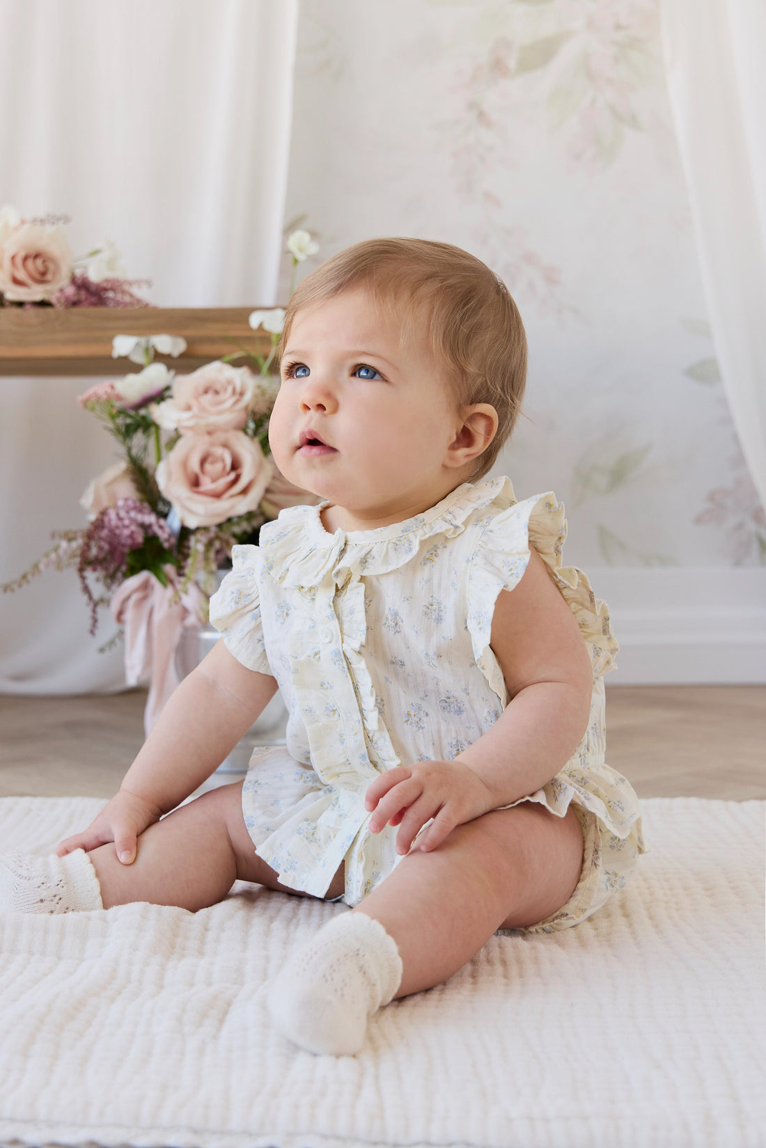 Organic Cotton Calianna Top - Justine Vanilla Sky Childrens Top from Jamie Kay USA