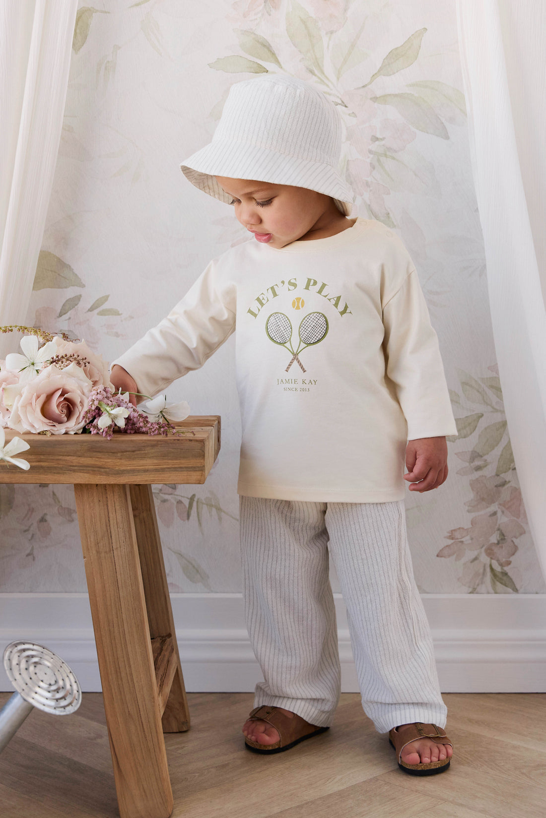 Organic Cotton Winslow Pant - Mini Pinstripe Cloud / Duck Egg Blue Childrens Pants from Jamie Kay USA