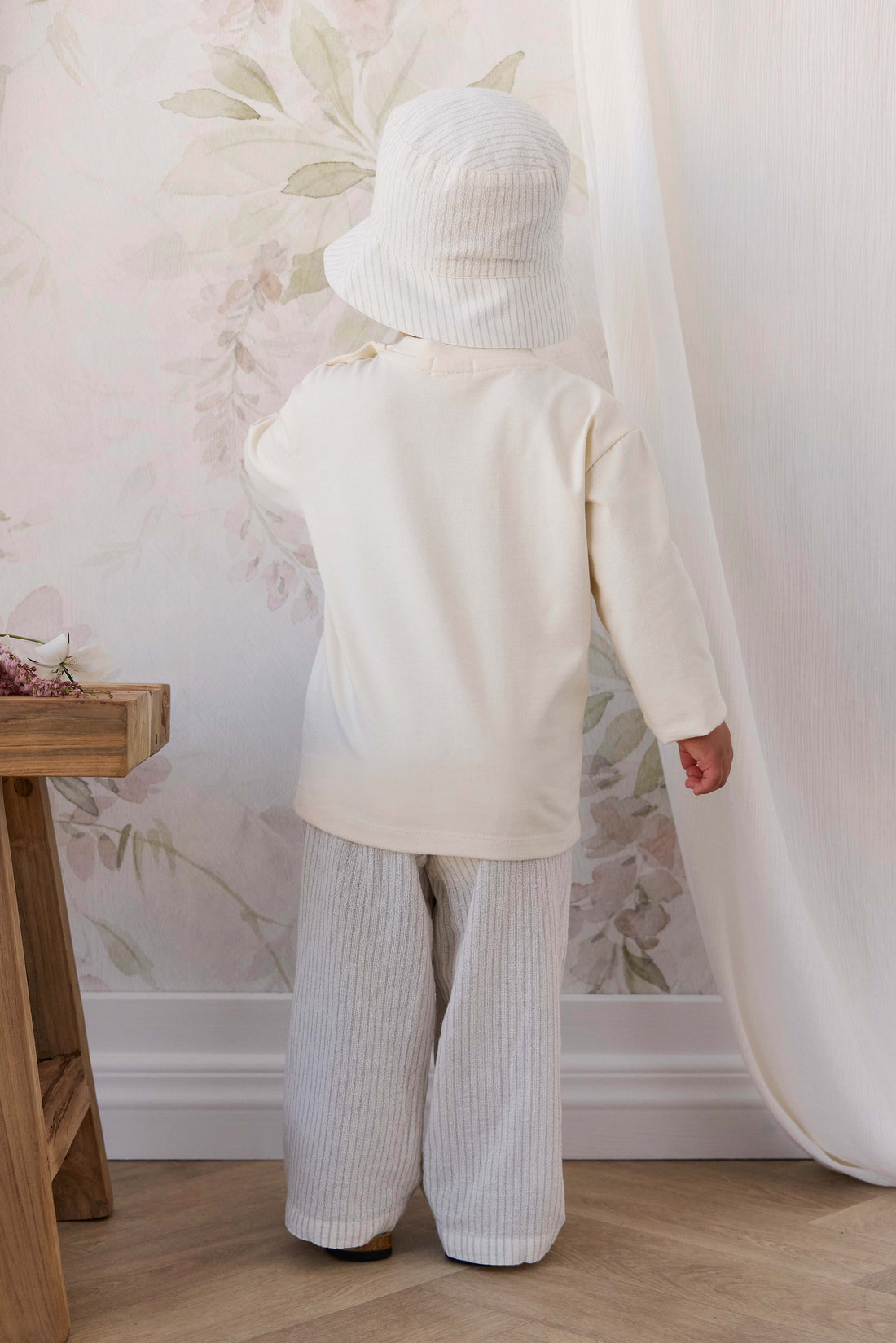 Organic Cotton Winslow Pant - Mini Pinstripe Cloud / Duck Egg Blue Childrens Pants from Jamie Kay USA