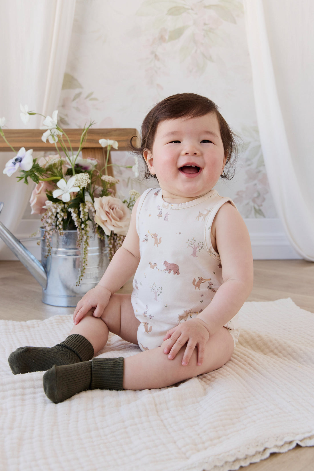 Organic Cotton Lionel Playsuit - Party Animals Childrens Playsuit from Jamie Kay USA