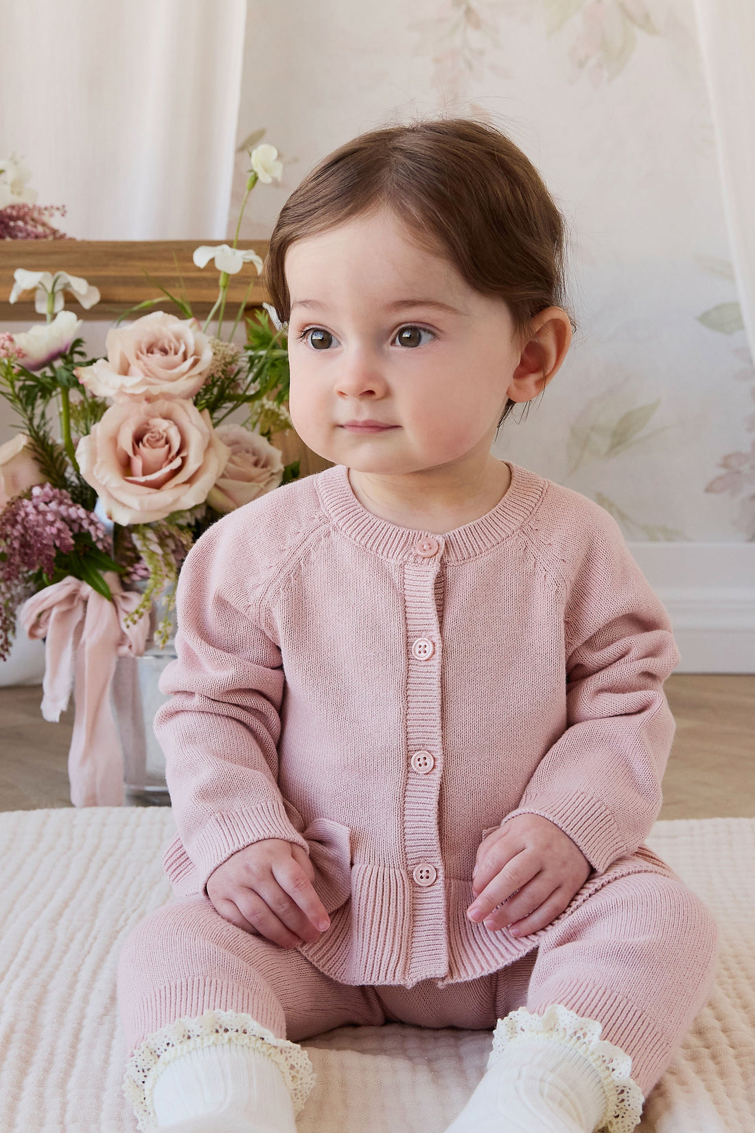 Lyla Cardigan - Shell Pink Childrens Cardigan from Jamie Kay USA