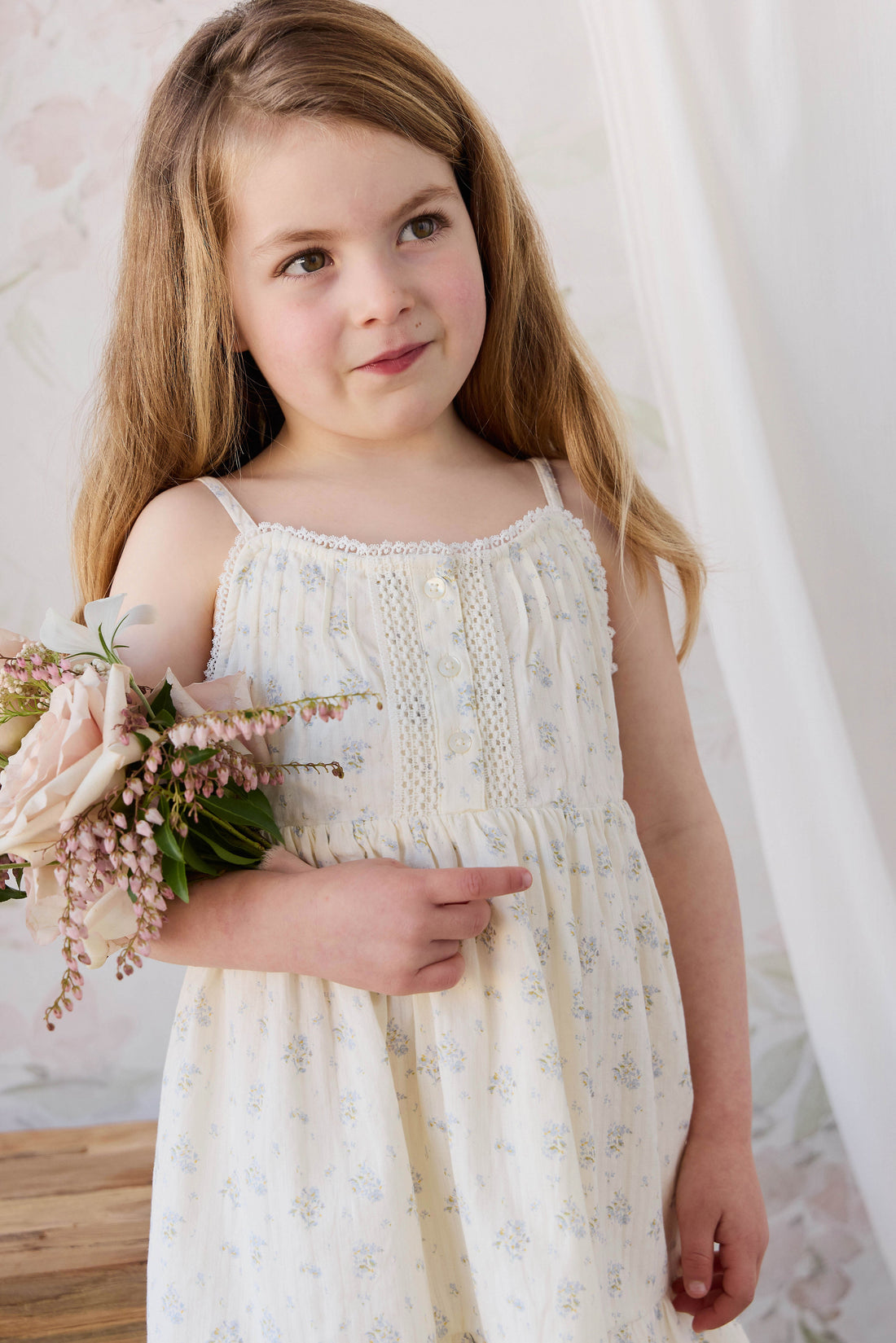 Organic Cotton Elka Dress - Justine Vanilla Sky Childrens Dress from Jamie Kay USA