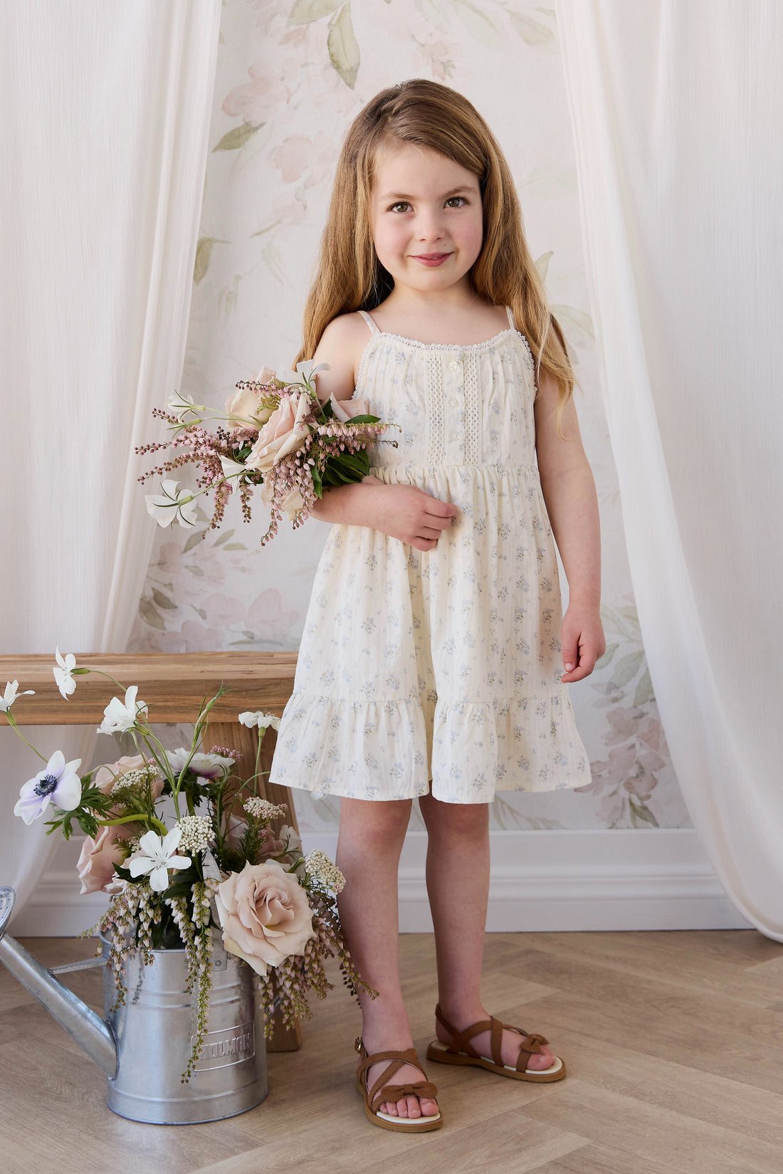 Organic Cotton Elka Dress - Justine Vanilla Sky Childrens Dress from Jamie Kay USA